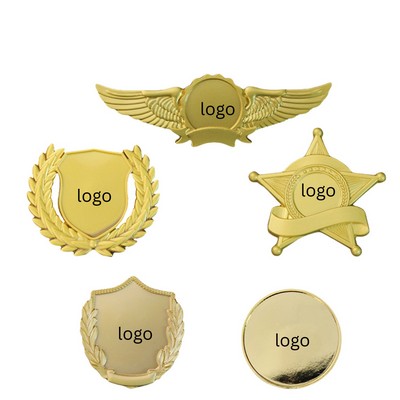 Gold Plated Zinc Alloy Winged Shield Pilot Style Lapel Pin